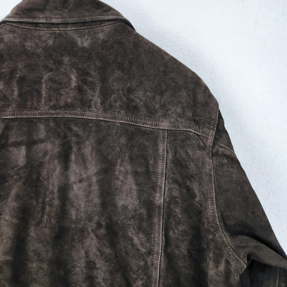 Eddie Bauer Jacket Mens XL Brown Seattle Suede Leather Washable Button Front - Picture 14 of 14